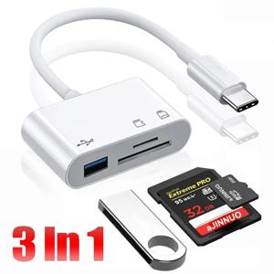 3in1 Type-c-USB C A OTG 어댑터 허브 변환기 삼성 Xiaomi 안드로이드 노트북 태블릿 멀티 포트 SD TF 메모리 카드 읽기