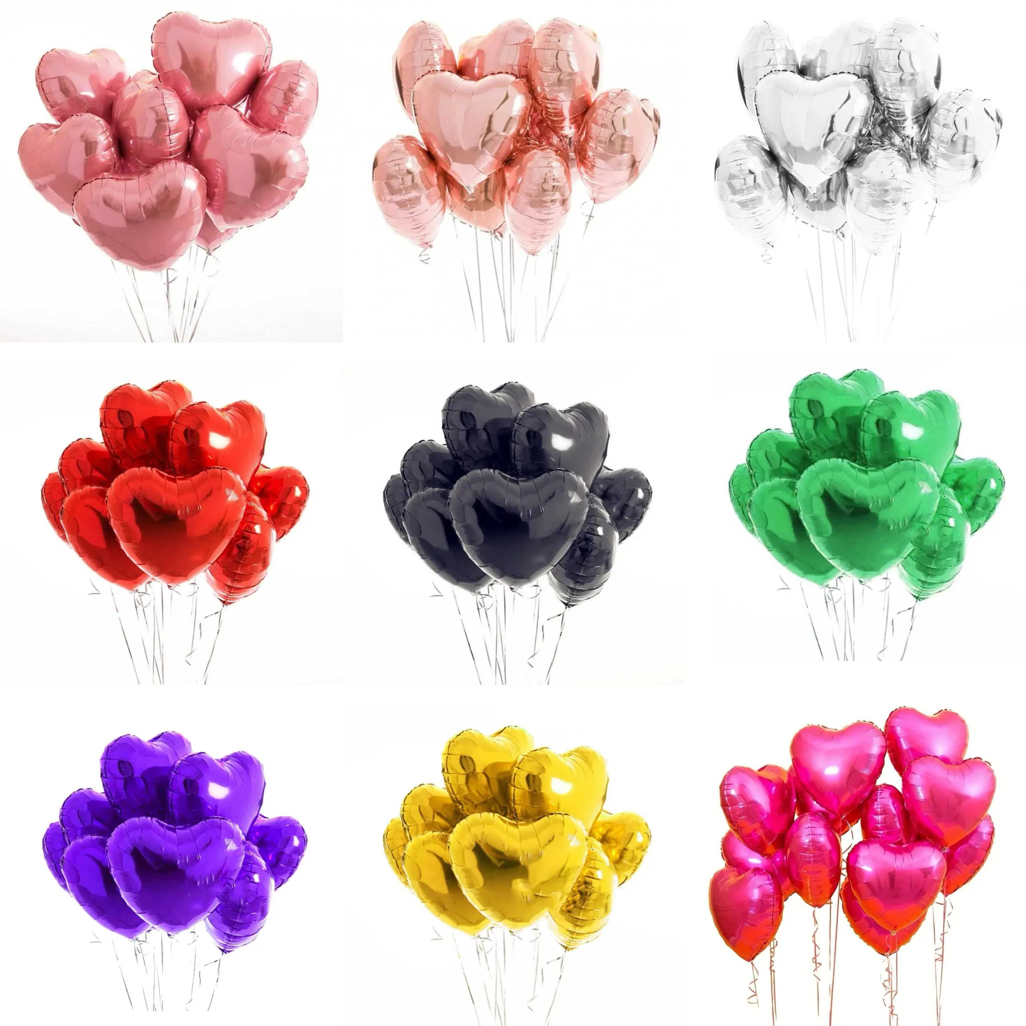 파티 장식 룸 장식 웨딩 장식에 적합한 11 Pcs 18 인치 하트 모양의 알루미늄 필름 풍선 세트