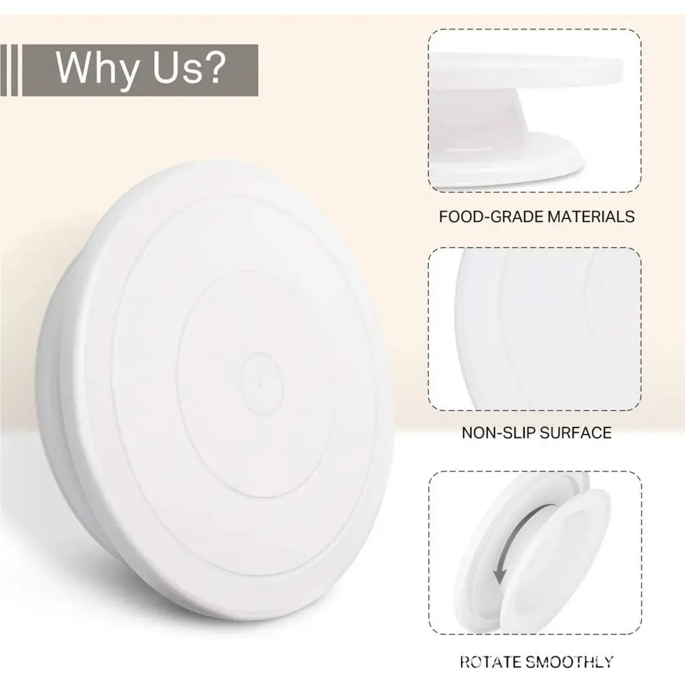 미끄럼 방지 가장자리가있는 베이킹 도구 플라스틱 케이크 라미네이팅 턴테이블 테이블 케이크 턴테이블 라미네이팅 테이블 케이크 도구