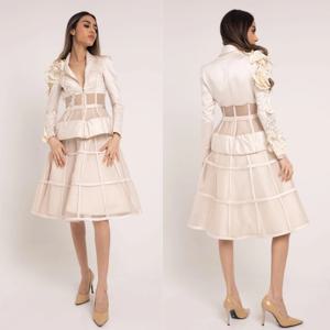 맞춤형 저지 꽃 스팽글 비즈 구김, 무도회 A 라인 V 넥 맞춤형 가운, 무릎 길이 드레스