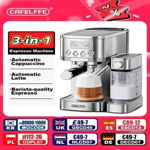 Cafelffe 자동 커피 머신 카페테리아 카푸치노 라떼 에스프레소 메이커, 완전 자동 우유 거품 스테인리스 스틸, 3in 1 강력한 20바 펌프