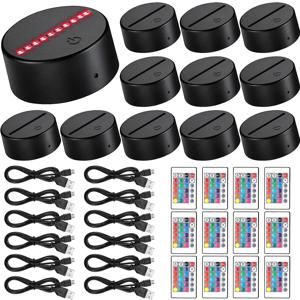 12 Pcs 3D 밤 LED 조명 램프 자료 16 색 아크릴 수지 유리에 대 한 원격 USB 케이블로 장식 조명 쇼 디스플레이 스탠드
