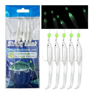 1세트 클러스터 소프트 루어 발광 장어 사비키 리그 스트링 훅 루어 낚시 도구 (참치, 오징어, 고등어, 스카드, 바닷물/민물용)