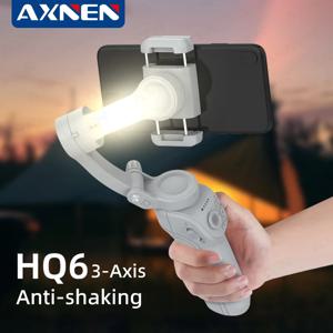 iPhone Android 얼굴 추적 Tiktok Vlog Smart Gimbals HQ6용 채우기 빛이 있는 스마트폰용 3축 핸드헬드 짐벌 안정기