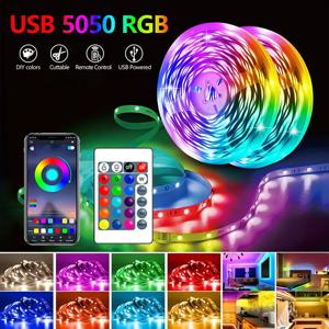 RGB LED 스트립 조명 5050 블루투스 APP 제어 색상 변경 빛 유연한 LED 램프 테이프 리본 룸 장식 백라이트