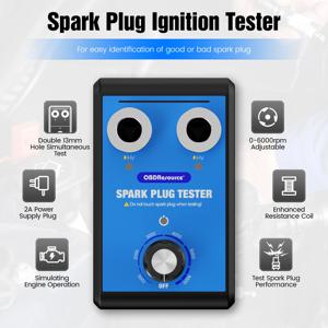 Obdresource 자동차 점화 플러그 테스터 프로 듀얼 홀 0-6000rpm 작업 주파수 자동 엔진 점화 코일 테스터 스파크 테스터 도구