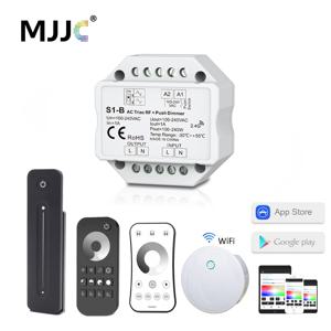 LED 조광기 220V AC Triac 조광기 230V 110V 무선 RF 디밍이 가능한 푸시 스위치, LED 램프 220V 전구 S1-B 용 2.4G 원격 조광기 포함