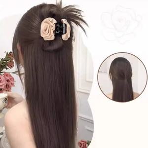 여성용 합성 반묶음 셔틀콕 포니테일 헤어 익스텐션, 로즈 클립온 가발, 부드러운 다용도 번, 중국 스타일, 신제품