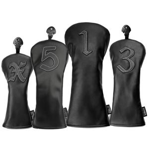 블랙 PU 가죽 1 3 5 X 아플리케 골프 드라이버 페어웨이 하이브리드 UT 클럽 헤드커버 세트