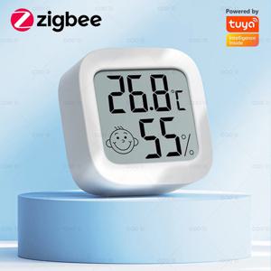 Tuya Zigbee 3.0 온도 습도 센서 LCD 디지털 디스플레이는 스마트 라이프 APP 원격 제어 온도계 습도계와 함께 작동합니다.