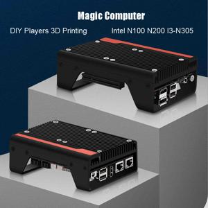 매직 팬리스 미니 PC 인텔 N100 N200 I3-N305 소프트 라우터, 소형 컴퓨터, 2 * HD DP DDR5 4, DIY 플레이어, 3D 인쇄용