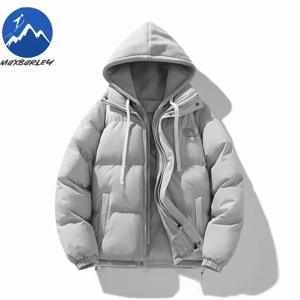 신상 남성 겨울 자켓 한국 트렌디 두꺼운 페이크 투피스 후드 패딩 코트 여성 일본식 따뜻한 면 패딩 자켓