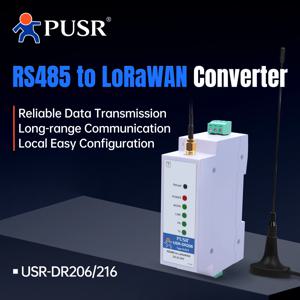 PUSR DIN 레일 직렬 RS485-LoRaWAN 변환기, LORaWAN 엔드 노드 구성 유틸리티, 안정적이고 신뢰할 수 있는 데이터 USR-DR206