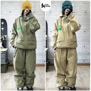 John Snow 2025 새로운 겨울 남성과 여성의 전문 방수 스키 복 따뜻한 통기성 미국 스타일의 스노우 자켓과 바지