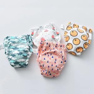 아기 코튼 방수 재사용 트레이닝 바지, 만화 아기 기저귀, 유아 반바지, 기저귀 팬티, 속옷 천 변경