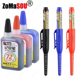 새로운 긴 머리 펜촉 깊은 구멍 마커 펜 목공 블랙/블루/레드 잉크에 대 한 20mm/45mm 방수 흰색 타일 목수 펜