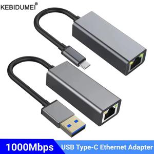 KEBIDUMEI USB 유형 C 이더넷 어댑터 네트워크 카드 USB 유형-C-RJ45 MacBook 노트북 PC 용 100/1000Mbps Lan 인터넷 케이블
