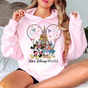 디즈니 월드 미키와 친구들 프린트 여성 후디, 캐주얼 스웨터, 루즈핏 상의, 맞춤형 여성복