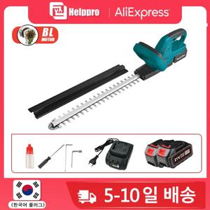 FYFS 3000W 브러시리스 전기 헤지 트리머 무선 트리머 가지 치기 톱 잔디 깎는 기계 Makita 18V 배터리 용 정원 도구(배터리 2개, 한국 2A 플러그)