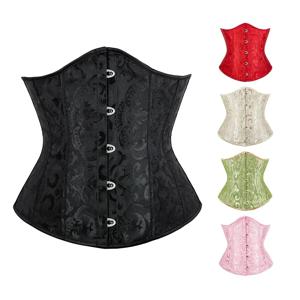 여성 고딕 섹시한 새틴 Underbust 코르셋 Bustier 허리 Cincher 슬리밍 바디 셰이퍼 Corselete 란제리 플러스 사이즈 파티 Clubwear