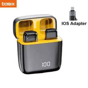 무선 스테레오 라발리에 마이크, 충전 케이스 포함, 휴대폰 라이브 인터뷰 야외용 미니 노이즈 캔슬링 2.4G 핀 마이크