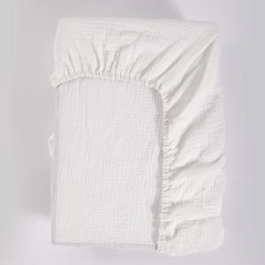 부드럽고 통기성이 좋은 모슬린 장착 유아용 침대 시트 100% 면 흰색 유아용 침대 시트