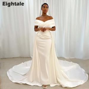 Eightale 아랍어 웨딩 드레스 오프 숄더 새틴 인어 아랍어 신부 가운 Detachabale 스커트 Islamitische Trouwjurk