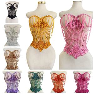 럭셔리 손으로 꿰매는 파란색 술 진주 스파클링 스팽글 아플리케 패브릭 장식 신부 웨딩 드레스 저녁 액세서리