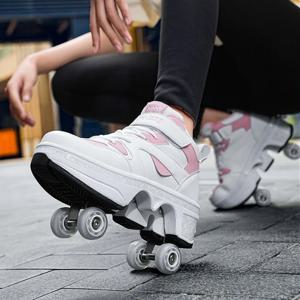 릴리스 변형 개폐식 롤러 신발 성인을위한 세련된 휠 신발 캐주얼 워크 소년 소녀 운동화 스케이트