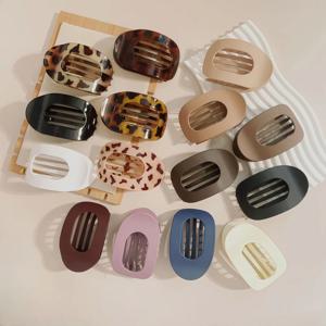 여성을위한 PC 헤어 클로 클립 새로운 디자인 레오파드 매트 곡선 플랫 스타일링 바레트 아크릴 누워 헤어 액세서리