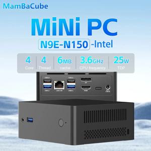 MamBaCube N9E 미니 PC Intel N150 Win11 Pro 8GB 16GB DDR4 256GB 512GB SSD WiFi 5 휴대용 컴팩트 데스크탑 홈 오피스 컴퓨터