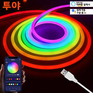 TUYA 스마트 WiFi RGB 네온 스트립 라이트 USB 5V Alexa Google 홈 에코 플러스 APP 음성 제어 음악 동적 동기화 재미있는 홈 장식