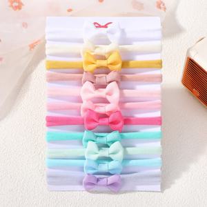 11 개/몫 솔리드 컬러 bowknot 머리띠 절묘한 미니 나일론 헤드 밴드 세트 머리카락을 손상시키지 않고 아기 고탄성
