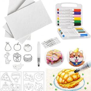 드로잉 펜 매직 텍스처 페인팅 키트 (폼 페인트 용지 10개, 마커 12개 포함) DIY 버블 드로잉 펜 (미술 공예 용품)
