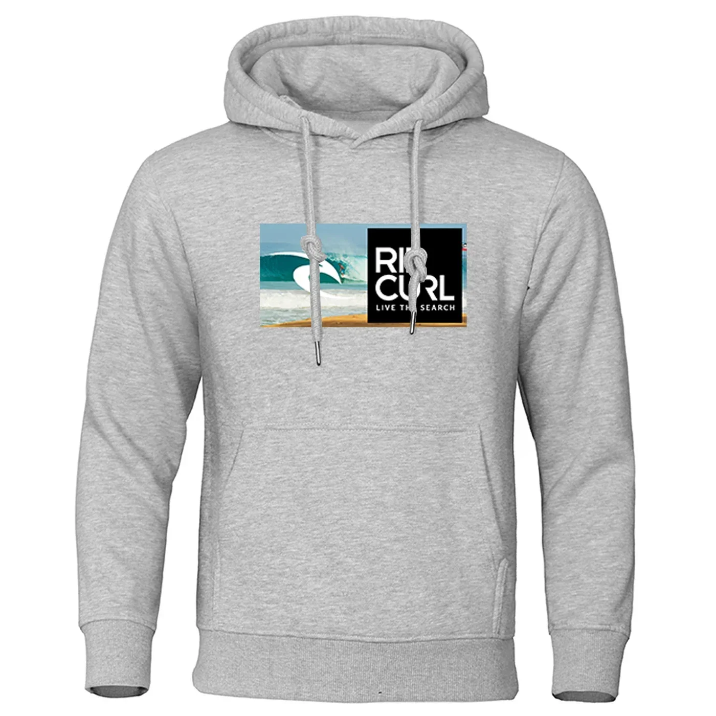 2025년 가을 겨울 남성 후드티 유스 스포츠웨어 상의 Rip Live the Search Beauty Curl 로고 프린트 드로스트링 풀오버