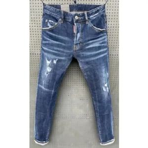 2025 남성 스트레치 스키니 진 고품질 남성 클래식 명품 브랜드 블루 데님 팬츠 남성 스트릿 슬림핏 찢어진 청바지 사이즈 44-54