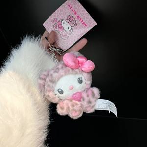 애니메이션 카와이 플러시 레오파드 프린트 Kittys 고양이 시리즈 플러시 장난감 귀여운 가방 인형 펜던트 소녀 생일 선물