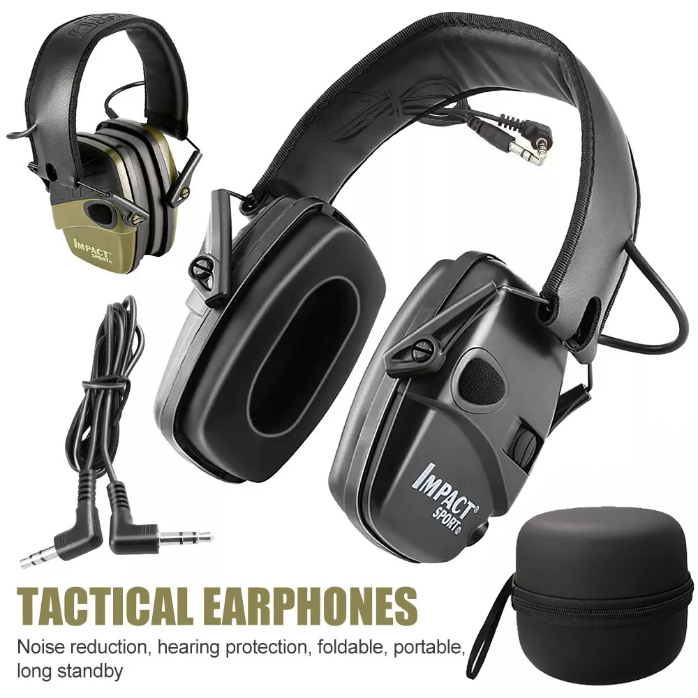 청력 보호를위한 새로운 전자 슈팅 헤드셋 헤드폰 귀 보호 소음 감소 활성 사냥 전술 귀마개