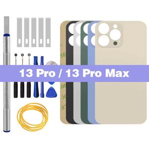 아이폰 13 프로 13 프로 맥스 배터리 백 커버 하우징 케이스 후면 유리용 대형 카메라 홀 유리 패널 (수리 도구 및 3M 접착제 추가)