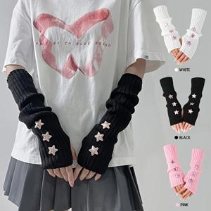 별 장식이 있는 여성용 핑거리스 장갑 1쌍 화이트/블랙/핑크 기계 세탁 가능한 패셔너블 액세서리 장갑