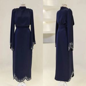 맞춤형 고품질 정장 저지 스팽글 구슬 장식 스트레이트 하이 칼라 롱 드레스 맞춤형 행사 드레스 절묘한