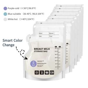 60pcs 모유 저장 가방 사전 살균 누출 방지 파우치 일회용 모유 저장 냉동 온도 표시기