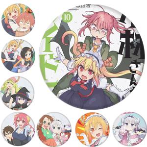 58mm 애니메이션 미스 코바야시의 드래곤 메이드 코바야시 토루 조이 엘마 코스프레 의상 배지 핀 SPTE Tinplate 브로치 소품 크리스마스 선물