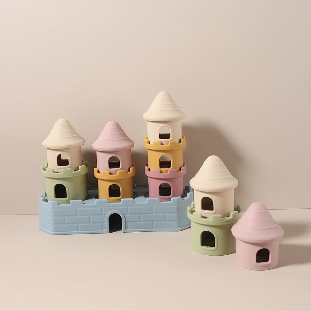 8개/대 아기 젖니가 남 장난감 - 실리콘 성 빌딩 블록 세트, 아픈 잇몸 진정, BPA 무료 츄어블 감각 스태커