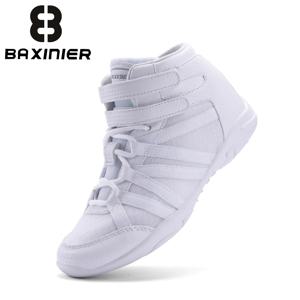 BAXINIER 소녀 흰색 하이 탑 치어 신발 경량 청소년 경쟁 댄스 스니커즈 키즈 훈련 성능 신발
