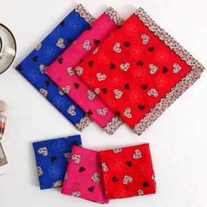 여성용 순면 프린트 손수건, 하트 플라워 레오파드 프린트 손수건, 구식 얇은 흡수성 손수건, 결혼식 기념품