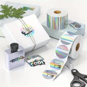 Phomemo M110, M220, M200 프린터와 호환되는 홀로그램 라벨 용지 1롤, 자체 접착식 원형/사각형 감열지