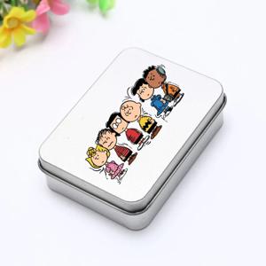 스누피 철 상자 미니 실버 패키지 머리핀 액세서리 포커 애니메이션 만화 그림 보관 상자 창의력 학생 생일 선물