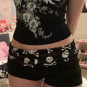 해골 인쇄 반바지 캐주얼 패션 컬러 블록 Y2K 섹시 슬림 다목적 streetwear 낮은 허리 솔리드 컬러 미국 여성 의류