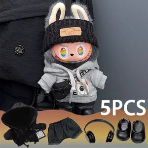 Labubu 에너지 시리즈 캐주얼 후드티 블랙 슈트 패션 스웨트 셔츠 자켓 스트리트 스타일 러블리 의상 액세서리 선물